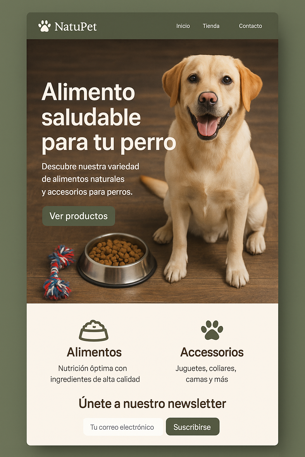 Página web de alimento para canes